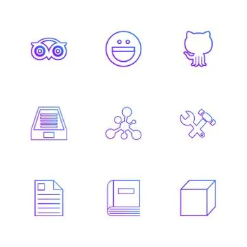 Tripadvisor, smiley, github , drive , social , media , hardware ,  hammer , c Stock Illustration