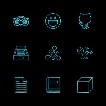 Tripadvisor, smiley, github , drive , social , media , hardware ,  hammer , c Stock Illustration
