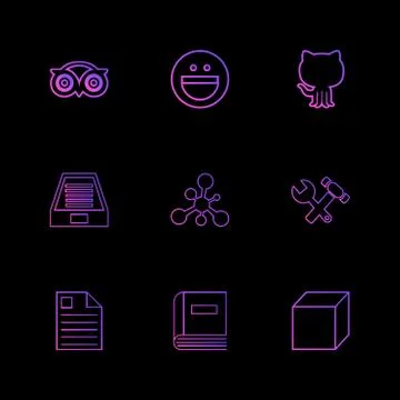 Tripadvisor, smiley, github , drive , social , media , hardware ,  hammer , c Stock Illustration