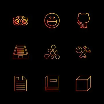 Tripadvisor, smiley, github , drive , social , media , hardware ,  hammer , c Stock Illustration