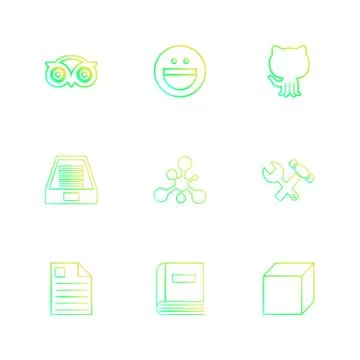Tripadvisor, smiley, github , drive , social , media , hardware ,  hammer , c Stock Illustration