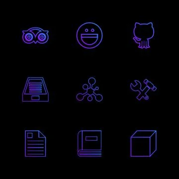 Tripadvisor, smiley, github , drive , social , media , hardware ,  hammer , c Stock Illustration