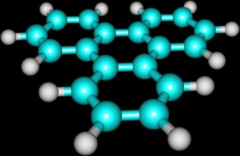 Triphenylene molecule structural model on black Stock Illustration