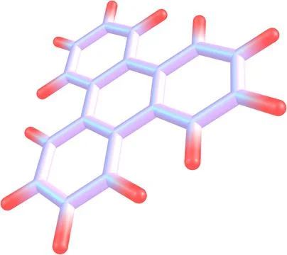 Triphenylene molecule structural model on white Stock Illustration