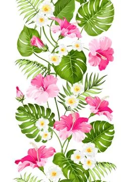 Tripical flowers elements Stock Illustration