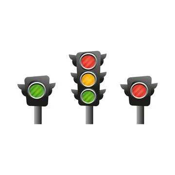 Triple and single traffic lights. Vector illustration. Stock Illustration