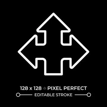 Triple arrow white linear icon for dark theme Stock Illustration