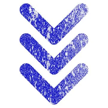 Triple Arrowhead Down Grunge Textured Icon Stock Illustration