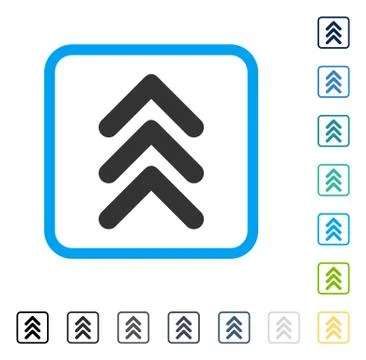 Triple Arrowhead Up Framed Vector Icon Stock Illustration