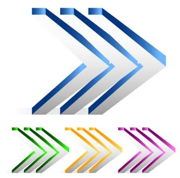 Triple arrows right. Quickness, swiftness Illustrazione stock