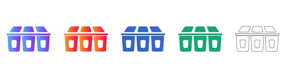 Triple Bin Storage Container Icon Set Stock-Illustration