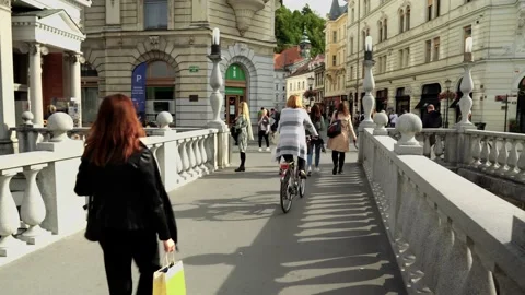 Triple bridge in Ljubljana Stock Footage 211796103