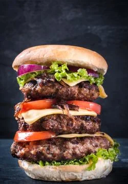 Triple burger Stock Photos