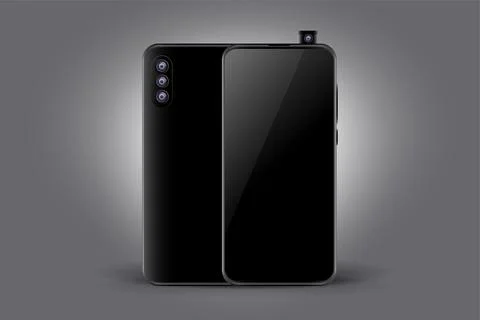 Triple camera black smartphone concept mockup design 스톡 일러스트