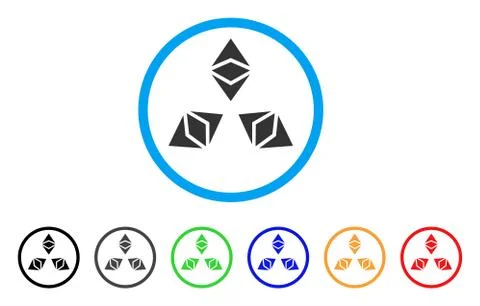 Triple Classic Ethereum Rounded Icon Illustrazione stock