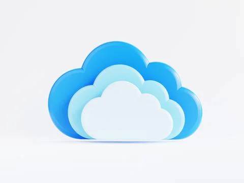 Triple of cloud computing on white background for transfer data information Illustrazione stock