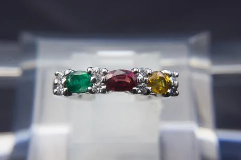 Triple Color gemstone Ring Stock Photos