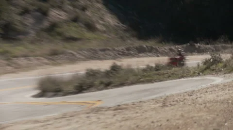 Triple crotch rocket in curve Stock Footage 1066017