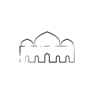 Triple Dome Outline Mosque Vector Illustration Graphic Design Stock Illustration
