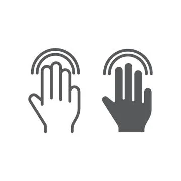 Triple double tap line and glyph icon, gesture and hand, click sign, vector Ilustración de archivo