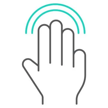 Triple double tap thin line icon, gesture and hand, click sign, vector graphics Stock Illustration