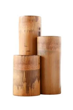Triple dry bamboo segment isolated on white background Foto stock