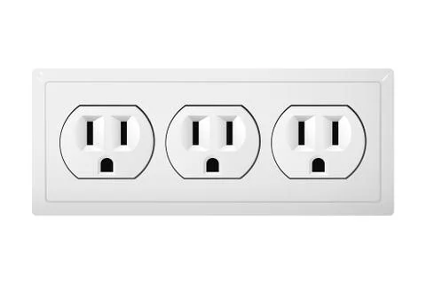 Triple electrical socket Type B. Receptacle from Canada. Stock Illustration