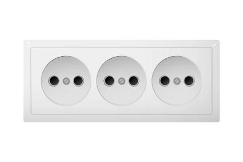 Triple electrical socket Type C. Receptacle from Asia. Stock Illustration