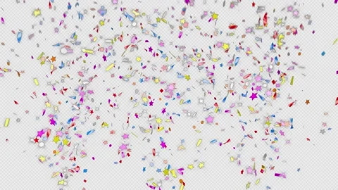 Triple explosion of colored confetti on transparent background. Stock Footage 325782519