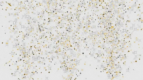 Triple explosion of gold confetti on transparent background. Stock Footage 326703328