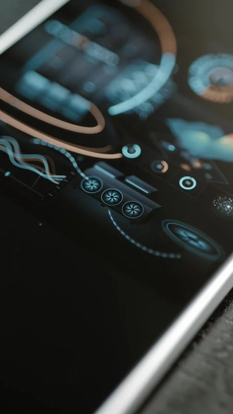 Triple fan GPU sits below server analytics Stock-Footage 344848931