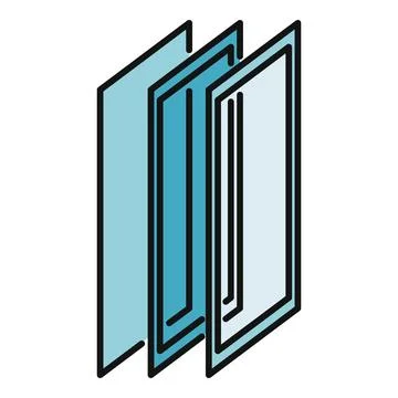 Triple glazing window profile showing insulation layers Stock Illustration
