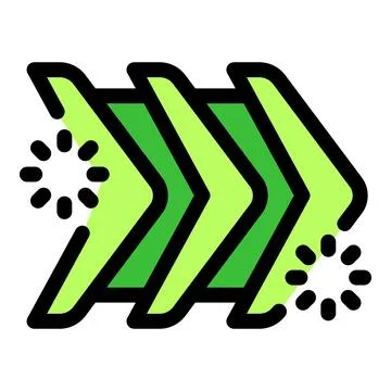 Triple green arrows with loading symbol showing fast forward action Stock Illustration