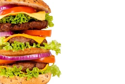 Triple hamburger half Stock Photos