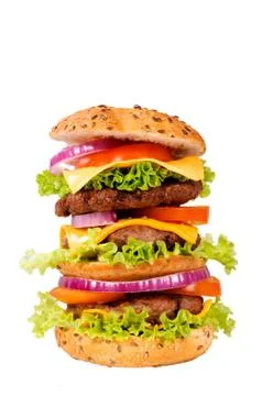 Triple hamburger Stock Photos