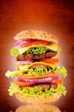 Triple hamburger Stock Photos