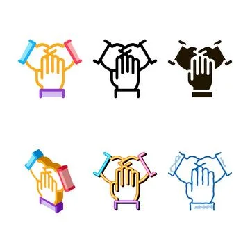Triple handshake variants icon vector outline Stock Illustration