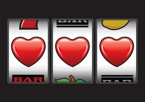 Triple hearts slots machine Stock Illustration