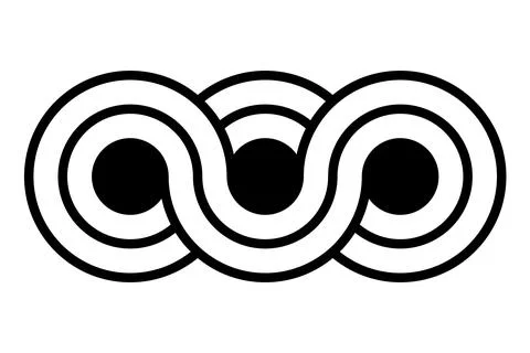 Triple infinity symbol, lines in a wavy-like manner and in a loop Stock Illustration