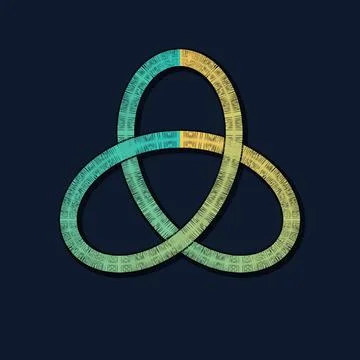 Triple interlocking loops gradient design abstract illustration Illustration