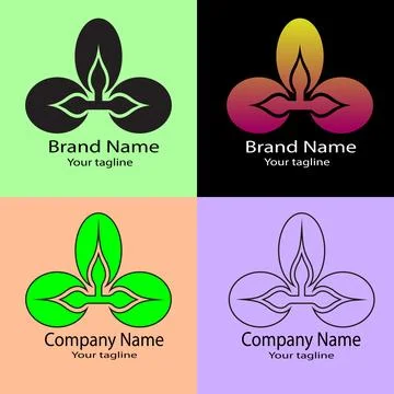 Triple Leaf/Interlocking Petals/Balanced/Minimalist Motif /Abstract Emblem logo Stock Illustration