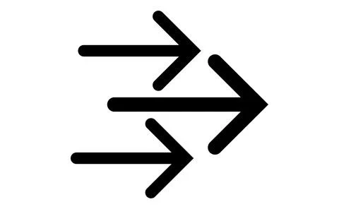 Triple line arrow symbol, Forward speed movement icon, Horizontal direction p Ilustração Stock