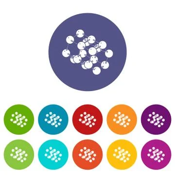 Triple molecule icons set vector color 스톡 일러스트