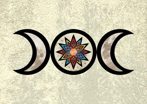 Triple Moon Symbol イラスト素材