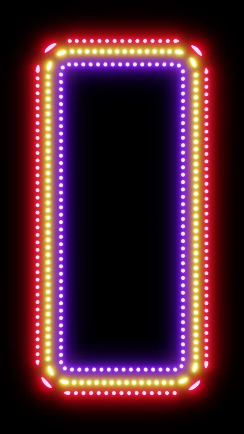 Triple multicolored frame vertical 3d render. Dotted frames with looping neon Stock Footage 332177339