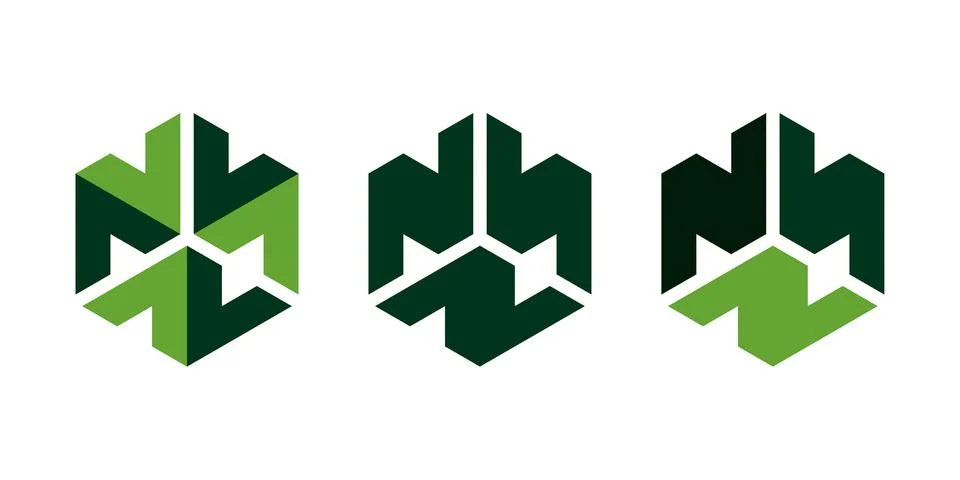 Triple N cube logo or poligon logo Illustrazione stock