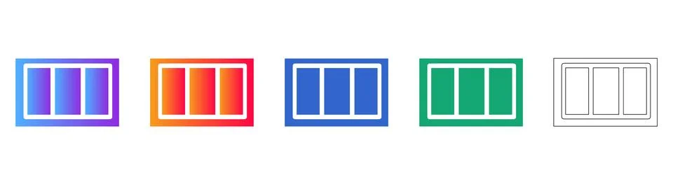 Triple Pane Layout UI Icon Set Stock Illustration