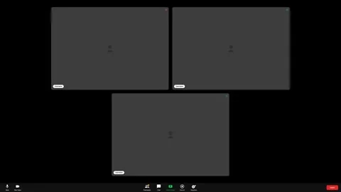 Triple participant video call interface layout template. 4K Video Stock Footage 340304398