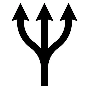 Triple path icon, triple arrow from one, Neptune trident Stock Illustration