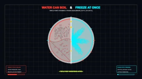 Triple point dynamics scientific hud water boiling Stockbeeldmateriaal 346966429